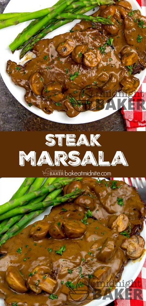 Steak Marsala, Steak Dinner Recipes, Recipes Steak, Marsala Recipe, Beef Steak Recipes, Recipe Beef, Easy Steak, Grilled Steak Recipes, Steak Recipe