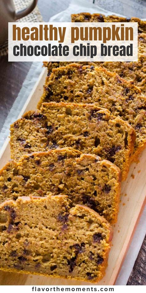 One Bowl Pumpkin Bread, Pumpkin Bread Recipe Healthy, Low Calorie Pumpkin, Healthy Pumpkin Dessert, Zucchini Bread Healthy, Healthy Pumpkin Bread, Pumpkin Recipes Healthy, Muffins Recipes, Chocolate Chip Bread