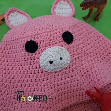 Freehanded crochet pig bucket hat Crochet Pig, Curly Hair, Bucket Hat, Curly Hair Styles, Crochet, Hats, Hair Styles, Hair