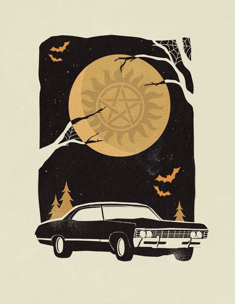 poster Supernatural Blanket, Supernatural Drawings, 1967 Chevrolet Impala, Supernatural Tattoo, Supernatural Fan Art, Supernatural Wallpaper, Supernatural Art, Odaiba, Supernatural Fans