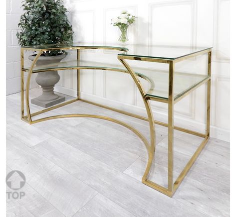 Gold Dressing Table, Glass Dressing Table, Dressing Table Desk, Glass Desk, Coffee Table Design, Gold Glass, Dressing Table, Made In China, Table Desk