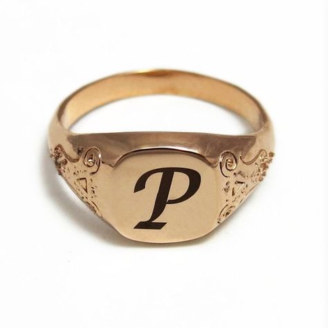 Personalized Gold Rings, Pinky Signet Ring, Ring Initial, Custom Signet Ring, Rose Gold Initial, Jewelry Rose Gold, Seal Ring, Name Ring, Letter Ring