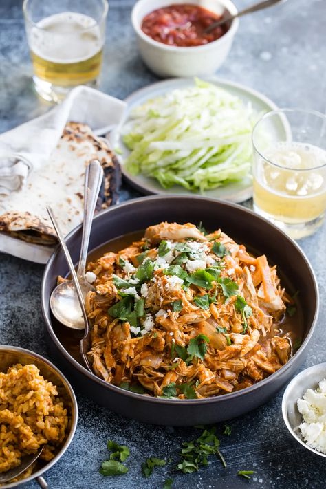 Chicken Tinga - Culinary Hill Authentic Chicken Tinga Recipe, Authentic Chicken Tinga, Tinga Recipe, Chicken Tinga Recipe, Chipotle Copycat Recipes, Chicken Tinga, Salad Side Dishes, Party Food Appetizers, Taco Tuesday