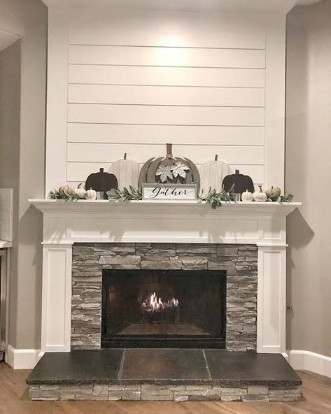 Whether your style modern, rustic, or vintage, these fireplace mantel ideas will light up any space. Fireplace With No Hearth, Master Fireplace, Farmhouse Fireplace Mantel, Farmhouse Fireplace Mantels, Fireplace Redo, Basement Fireplace, Brick Fireplace Makeover, Fireplace Mantle Decor, Shiplap Fireplace