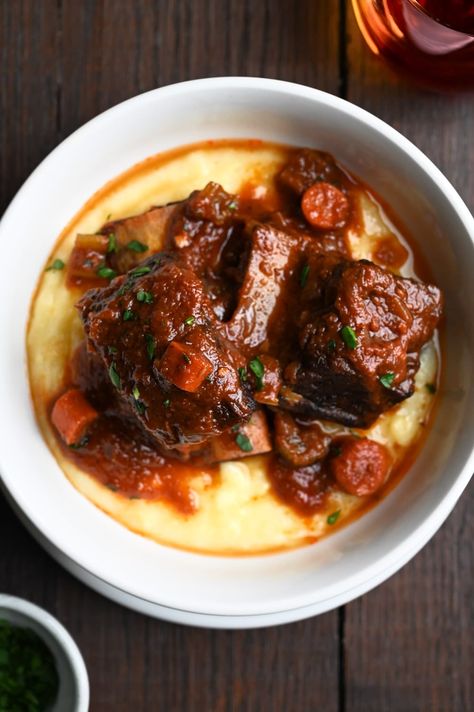 Italian Braised Beef Short Ribs · My Three Seasons Italian Braised Beef, Korean Bbq Pork, Pea Puree, Braised Beef Short Ribs, Rib Sauce, Beef Short Rib Recipes, Bbq Pork Ribs, Short Ribs Recipe, Italian Beef