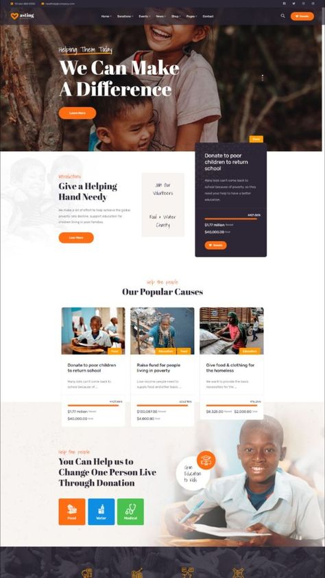 Donations Website Design Inspiration Charity Website Design, Nonprofit Website Design, Webflow Website, Web Design Landing Page, Nonprofit Website, Landing Ideas, Dental Website, Case Study Design, Charity Donation