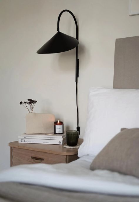 Scandi Bedside Lamps, Bed Side Table Light, Black Lamps Bedroom Night Stands, H&m Bedside Table, Black Bedside Wall Lights, Japandi Bedside Lamp, Bedside Lamp Black, Minimalist Bedside Lamp, Candle Bedside Table