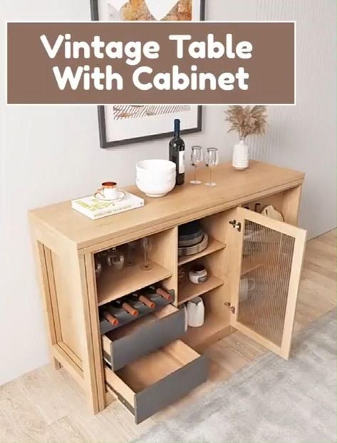 Classic Table With Cabinet [Video] in 2022 | Classic table, Cabinet, Vintage table Small Woodworking Shop Ideas, Table With Cabinet, Space Saving Furniture Bedroom, Family Dining Table, Dining Table Sale, Small Kitchen Storage, Multipurpose Furniture, Classic Table, Table Diy