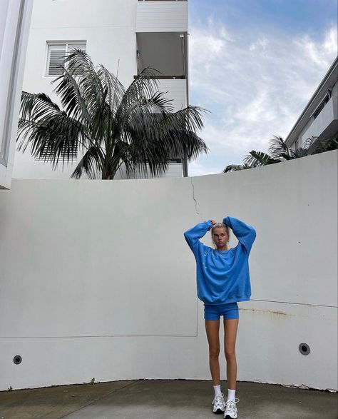 @abbeysteaness Loungewear, comfy outfits, blue jumper, bike shorts 💙💙 Blue Bike, Blue Jumper, Bike Shorts, Comfy Outfits, Stylish Outfits, Lookbook, Jumper, Lounge Wear, Bike