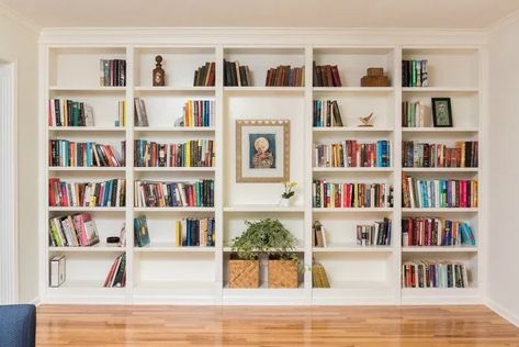 Matching Existing Detailing in New Floor-to-Ceiling Bookcase | Marvelous Woodworking Floor To Ceiling Bookshelves, Home Library Rooms, Ceiling Shelves, Large Bookshelves, Built In Shelves Living Room, Open Dining Room, Custom Fireplace, Home Library Design, Bookcase Wall