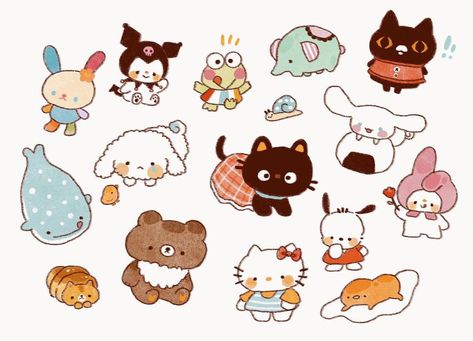 Sanrio Illustration, Sanrio Fanart, Circus Characters, Kitty Drawing, Cocoppa Play, Stationery Organization, Chibi Characters, Cute Elephant, Cute Comics