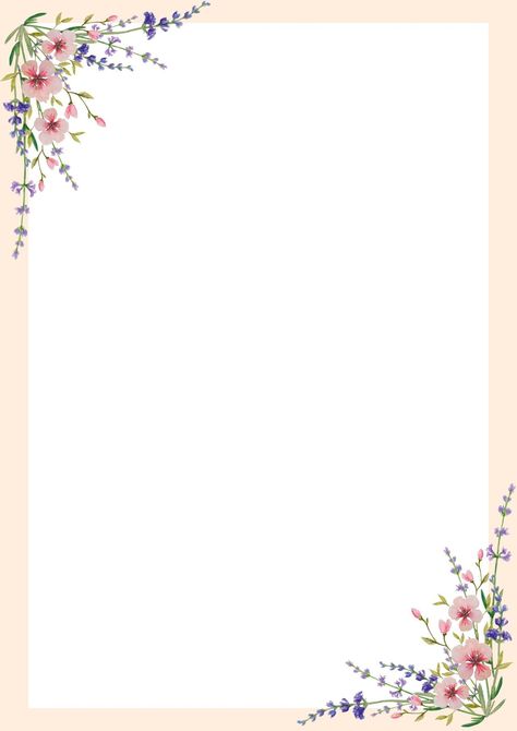 Beige Pink Floral Watercolor Page Border - Templates by Canva Page Borders Design Printable, Canva Borders, Simple Flower Border, Pink Floral Watercolor, Pastel Minimalist, Colorful Borders Design, Border Templates, Cute Borders, Slide Background