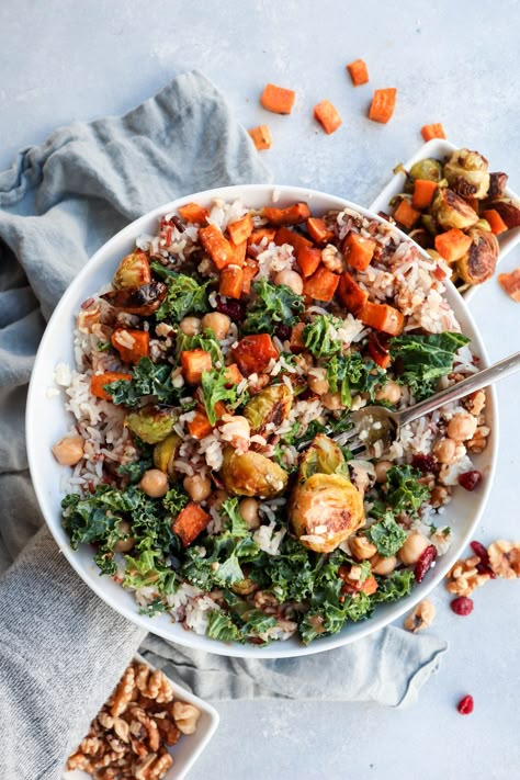 warm harvest grain bowl | cait's plate Harvest Grain Bowl, Harvest Bowls, Roasted Sweet Potato Cubes, Grain Bowl Recipe, Harvest Bowl, Dinner Fall, Bowls Recipes, Plant Based Recipe, Recipes From Scratch