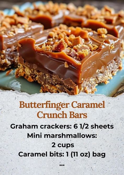 Crunch Bars Recipe, Baking Recipes For Kids, Crunch Bars, Caramel Bits, Caramel Crunch, Caramel Desserts, Crunch Bar, Easy Baking Recipes Desserts, Incredible Recipes