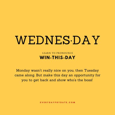 Monday wasn't really nice on you, then Tuesday came along. But make this day an opportunity for you to get back and show who's the boss! Funny Wednesday Quotes, Wednesday Inspiration, Week Motivation, Make Today Count, Shine Quotes, Wednesday Blessings, Happy Wednesday Quotes, Monday Motivation Quotes, Wednesday Quotes