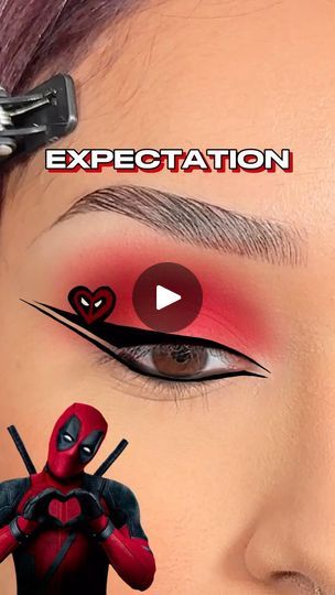 130K views · 29K reactions | digital makeup art vs. actual makeup look: DEADPOOL ⚔️❤️  the deadpool logo was inspired by @olivia__makeup !  🍿 i did this, filmed it and edited it today. it could have been neater but i am literally at the movies with this look on but im seeing twisters in 4dx cause my deadpool screening is on Saturday LOLLL. HOPE YALL LOVE THIS AHHH @marvelstudios @deadpoolmovie   #digitalart #makeup #deadpool | cutcreaser | George Michael · Careless Whisper Deadpool Eye Makeup, Deadpool Makeup Looks, Deadpool And Wolverine Makeup, Deadpool Makeup Eye, Deadpool Inspired Makeup, Crazy Eyeshadow Looks, Deadpool Makeup, Olivia Makeup, Digital Makeup