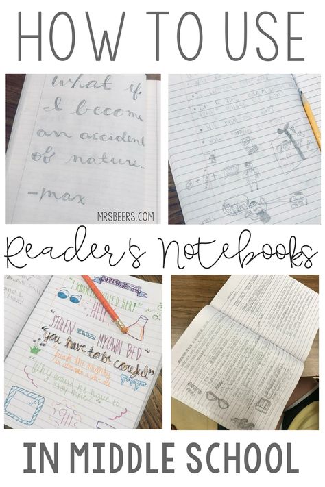 Readers Notebook Middle School, Middle School Ela Classroom, Readers Notebook, 7th Grade Ela, 6th Grade Reading, 8th Grade Ela, Middle School Language Arts, Ela Classroom, Middle School Reading