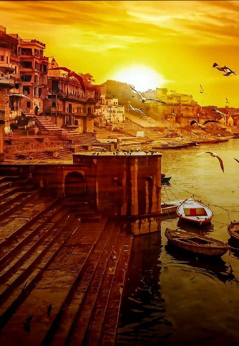 Varanasi Photography Beautiful, Varanasi Ghat, Kashi Vishwanath, India Tourist, India Painting, Spiritual Paintings, Boho Art Drawings, Vedic Art, Architecture Painting