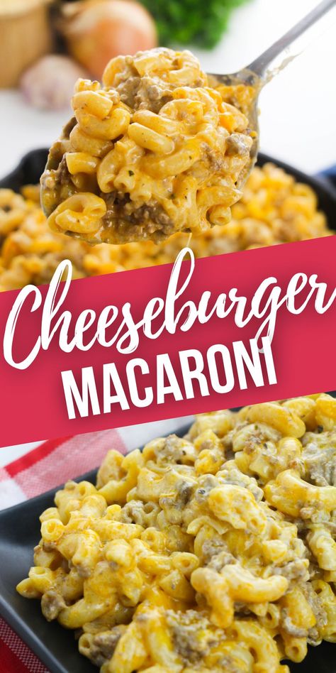 Cheeseburger Macaroni recipes will be approved by even your pickiest eaters. Perfect for hectic weeknights when you want a hearty dinner. Cheesy Beefaroni Recipe, Velveeta Cheeseburger Macaroni, Hamburger Macaroni Recipes, Hamburger And Macaroni Recipes, Pasta And Hamburger Recipes, Beef And Macaroni Recipes, Ground Hamburger Meat Recipes, Easy Cheeseburger Macaroni, Meals With Hamburger Meat