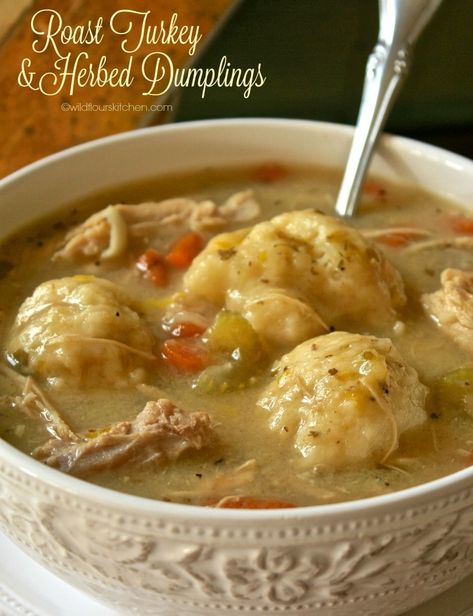 Dumpling Stew, Turkey And Dumplings, Leftover Turkey Recipes, Dumplings Recipe, Roast Turkey, Turkey Soup, Soup And Stew, My Hubby, Chicken And Dumplings