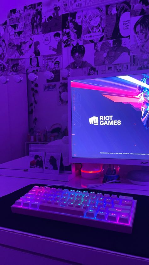 Valorant Pc Setup, Valorant Gaming Setup, Gaming Astethic, Valorant Setup, Aesthetic Valorant, Valorant Aesthetic, Anime Gaming Room, Pc Games Setup, Gaming Aesthetic