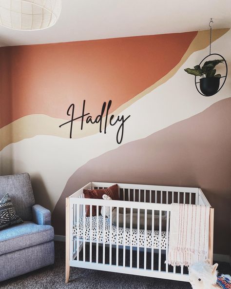 Our unborn child just might have the best room in the house 💕 Wall Paint Colors ⬇️ Sherwin Williams Spiced Cider Emerging Taupe Camelback Wall Paint Colors Sherwin Williams, Diy Boho Nursery, House Wall Paint, Paint Colors Sherwin Williams, Diy Headboard Ideas, Home Wall Painting, Wall Murals Diy, Best Room, Headboard Ideas