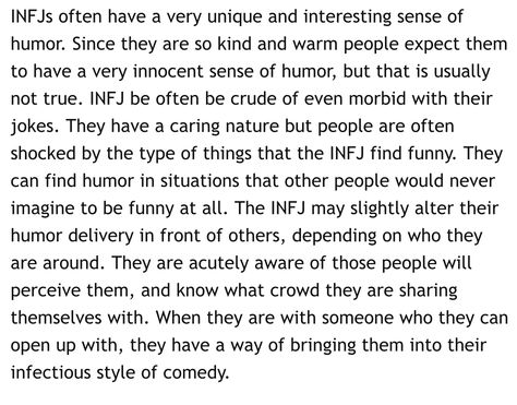 INFJ sense of humor Infj Humor Relationships, Infj Sense Of Humor, Infj Gemini, Enneagram 9w1, Enneagram 4w5, Infj Personality Facts, Infj Humor, Infj Things, Mbti Type