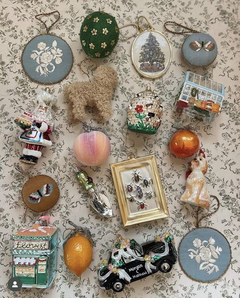 Christmas Aesthetic Ornaments, Anthropology Ornaments, Anthropologie Christmas Ornaments, Anthropology Christmas Decor, Christmas Ornament Aesthetic, Christmas Ornaments Aesthetic, Anthropology Christmas, Anthropologie Ornaments, Toys Christmas Tree