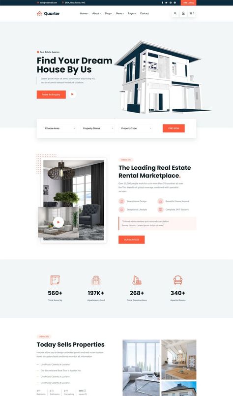 Real Estate Bootstrap HTML Template Real Estate Website Templates, Real Estate Landing Pages, Fashion Web Design, Real Estate Website Design, Inmobiliaria Ideas, Website Design Inspiration Layout, Modern Properties, Real Estat, Ui Design Website