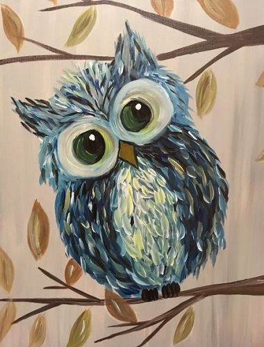 Whimsical Art Flowers, Colorful Owl Art, Owl Painting Acrylic, Cute Easy Paintings, Painted Owl, Paint Nite, Owls Drawing, Cartoon Painting, Cute Paintings