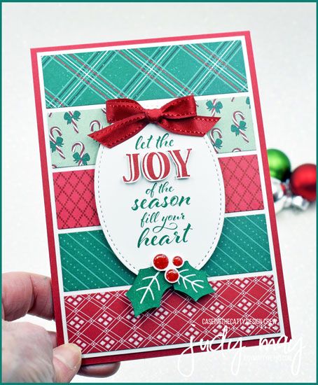 Stampin' Up! 'Tis The Season DSP & Wrapped In Christmas -  Judy May, Just Judy Designs, Melbourne Christmas Simple, Stamped Christmas Cards, Mini Cat, Easy Cards, Stampin Up Christmas Cards, Christmas Card Crafts, Stampin Up Christmas, Holiday Paper, Christmas Stamps