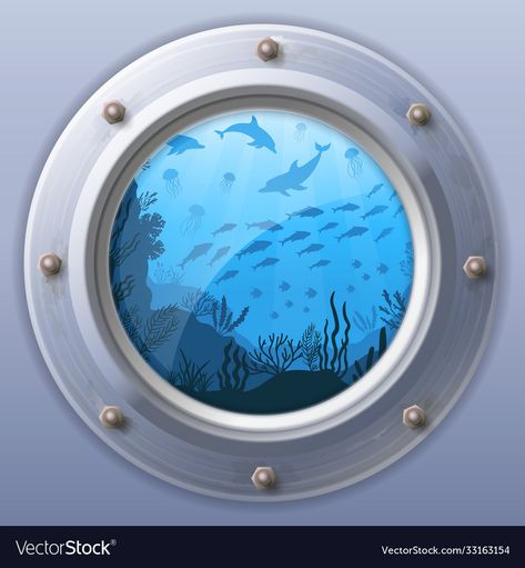 Hublot Bateau, Submarine Window, Underwater Boat, Under The Sea Background, Brass Porthole, Underwater Background, Fish Background, Boat Illustration, Window Illustration