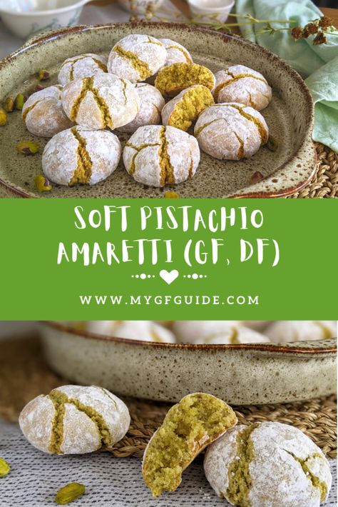 Pistachio Bread, Amaretti Biscuits, Italian Biscuits, Pistachio Dessert, Gluten Free Guide, Gluten Free Italian, Pistachio Cookies, Gluten Free Christmas, Gluten And Dairy Free