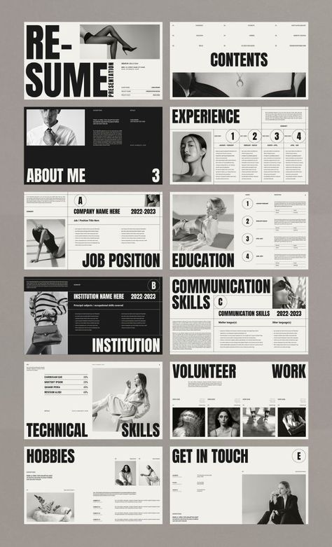 The Perfect CV/Resume/Portfolio Screen Presentation Template for Creatives Perfect Cv, Resume Portfolio, Cv Inspiration, Mises En Page Design Graphique, Graphic Design Portfolio Layout, Presentation Slides Design, 포트폴리오 레이아웃, Presentation Design Layout, Desain Editorial