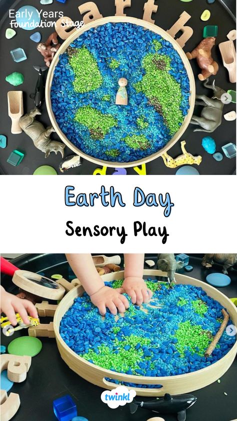 Click to find Earth Day Large Activity Tray Planning containing lots of Earth-themed ideas for young children to explore on Earth Day. Thanks to @wonderbees_childminding Earth Sensory Activities, Earth Activities For Preschool, Earth Crafts For Kids, World Environment Day Activities, Earth Day Preschool Activities, Earth Day Activities For Kids, Continents Activities, Planets Activities, Sensory Play Activities