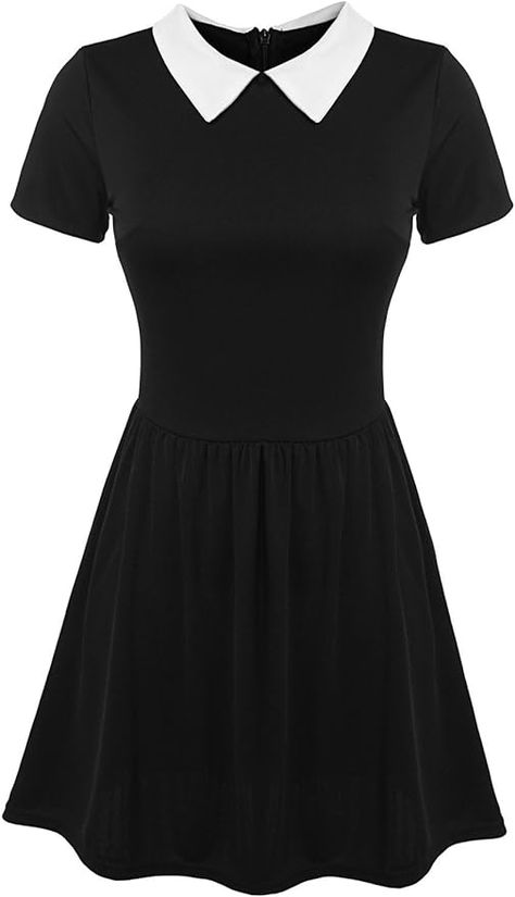 Eleven Halloween Costume, Costume Wednesday Addams, Super Easy Halloween Costumes, Wednesday Addams Outfit, Wednesday Costume, Doll Collar Dress, Addams Dress, Wednesday Outfit, Wednesday Addams Costume