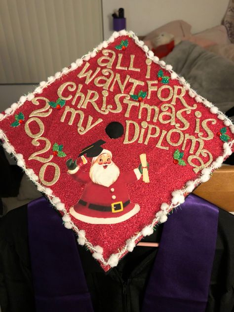 All I want for Christmas Grad Cap Christmas Graduation Cap, Nurse Graduation Cap, College Grad Cap Ideas, Xmas Theme, Grad Caps, College Stuff, Cap Ideas, Cap Designs, Nursing Graduation