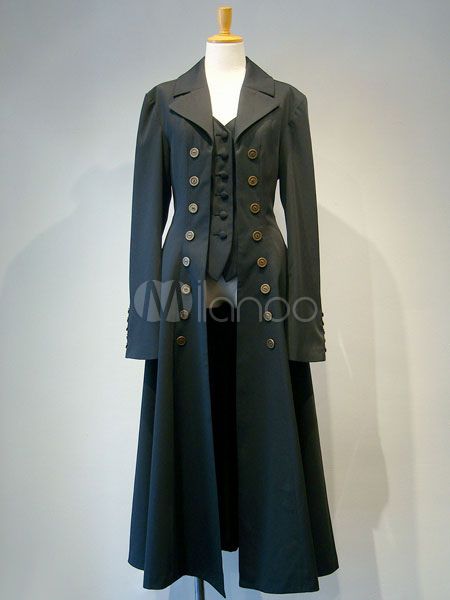 Gothic Lolita Overcoat Double Breasted Fake 2 Piece Black Lolita Trench Coat #Double, #Breasted, #Overcoat Sweet Style, Gothic Lolita, Pretty Outfits, Double Breasted, 2 Piece, Victorian Dress, Trench Coat, Most Beautiful, Halloween