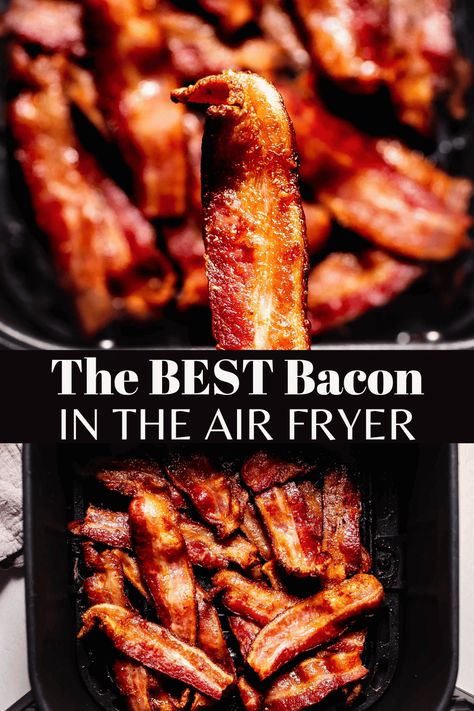 Bacon Air Fryer Time, Cook Bacon In The Air Fryer, How To Air Fry Bacon, Crispy Bacon In Air Fryer, Bacon In Air Fryer How To Cook, Air Fryer Bacon Crispy, Airfryer Bacon, Air Fried Bacon, Bacon In Air Fryer