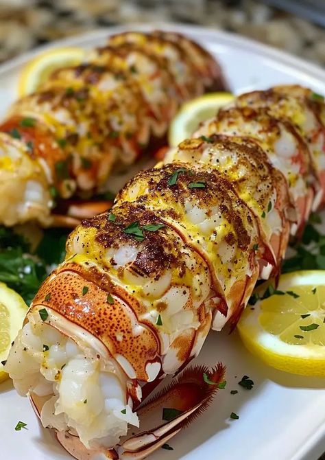 Delectable Recipe Garlic Lobster, Lobster Tail Recipe, Lemon Garlic Butter Sauce, Grilled Lobster Tail, Grilled Lobster, Lobster Tail, Crab And Lobster, Garlic Butter Sauce, Lobster Tails