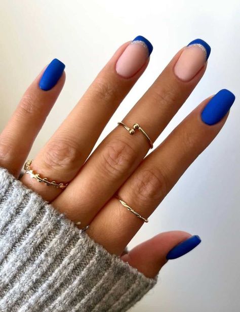 Royal Blue Prom Nails, Royal Blue Nails Designs, Dance Nails, Blue Prom Nails, Blue And White Nails, Royal Blue Nails, Blue Gel Nails, Baby Blue Nails, Pink Manicure