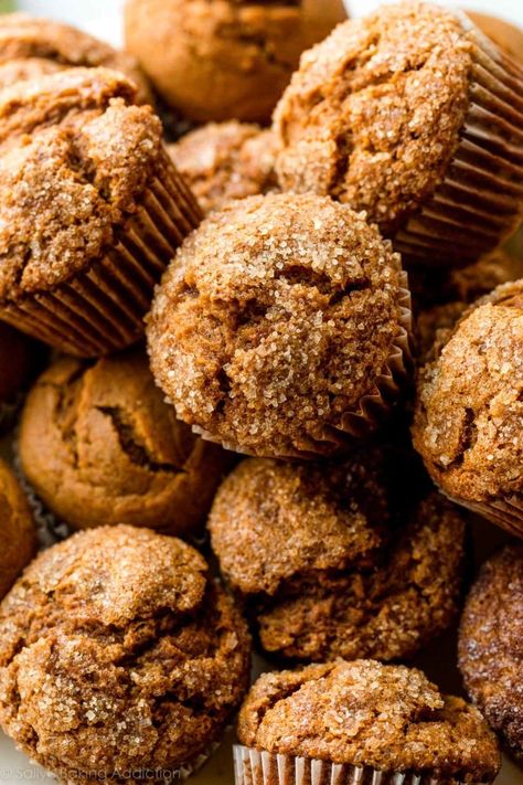 Sally’s Baking Recipes Pumpkin Muffins, Sally’s Pumpkin Muffins, Hospitality Meals, Ella Vegan, Best Pumpkin Muffins, Crumb Cake Muffins, Pumpkin Cupcake Recipes, Pumpkin Muffins Easy, Pumpkin Cream Cheese Muffins