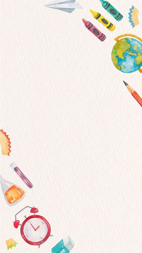 Education frame of classroom objects in watercolor | free image by rawpixel.com / Nunny School Themed Wallpaper, Classroom Wallpaper Backgrounds, Education Wallpaper Backgrounds, Wallpaper Backgrounds Graphic, Education Frame, Background Chemistry, Chemistry Wallpaper, Canva Backgrounds, Teacher Wallpaper