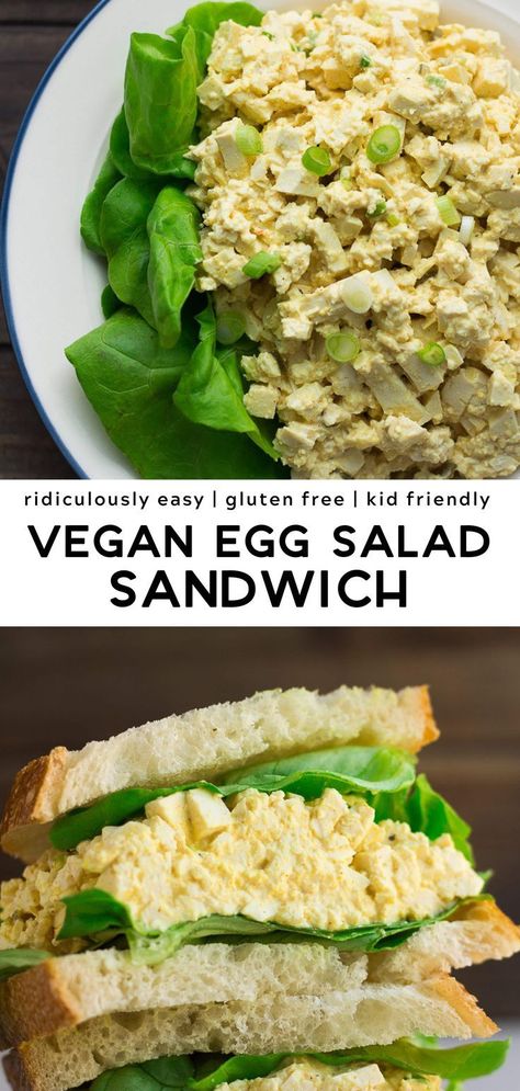 Vegan Egg Salad, Egg Salad Recipe Healthy, Vegan Sandwich Recipes, Tofu Sandwich, Egg Salad Sandwich, Vegan Coleslaw, Vegan Potato Salads, Vegan Egg, Egg Salad Sandwiches