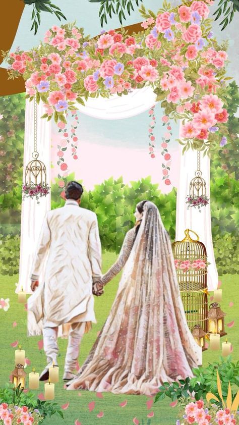 Wedding invitation/ wedding video invitation | #wedding #portrait #illustration #weddingday #affiliate Nikkah Invite Template, Nikkah Cards Invitations Template, E Invite For Wedding, Nikkah Couple Illustration, Digital Nikkah Invites, E Invites Engagement Design, Nikkah Invitation Video, Wedding Card Design Pakistani, Wedding E Invitations Design