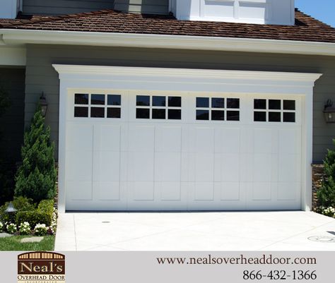 Craftsman Style Garage Doors, Garage Door Trim, White Garage Doors, Carriage Style Garage Doors, Carriage House Garage Doors, Garage Door House, Carriage House Doors, White Garage, Craftsman Garage