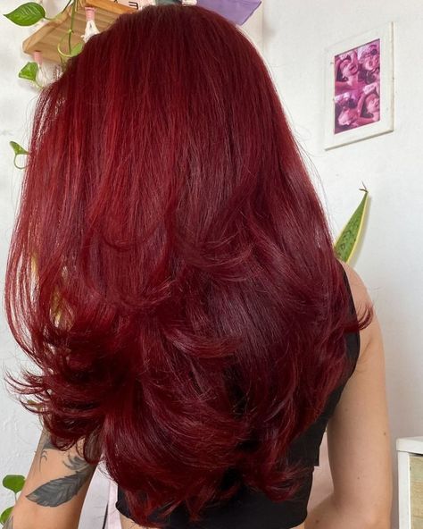 Intense Red Hair, Vibrant Red Hair, Red Hair Inspiration, Cherry Red Hair, Magenta Hair, Wine Red Hair, Wine Hair, Red Hair Inspo, Cherry Hair