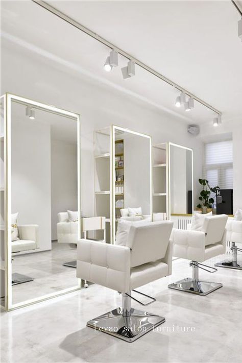 Hair Salon Furniture, Barber Shop Interior, Salon Design Ideas, Salon Lighting, Home Hair Salons, Beauty Room Salon, Salon Mirrors, Spa Interior Design, Hair Salon Design