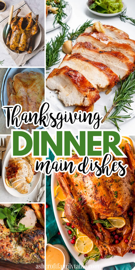 Collage of Thanksgiving dinner main dish ideas. Full Thanksgiving Dinner, Thanksgiving Beef Dishes, Ham Recipes For Thanksgiving, Thanksgiving Dinner Ideas Besides Turkey, Meat Dishes For Thanksgiving, Turkey Dinner Ideas Thanksgiving, Thanksgiving Meats Dishes, Thanksgiving Meat Dishes, Thanksgiving Meats