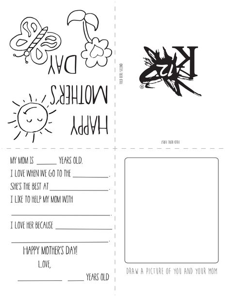 free printable Mother’s Day card. A simple gift kids can make themselves! Mothers Day Cards Printable, Mothers Day Coloring Cards, Mothers Day Crafts Preschool, Mothers Day Card Template, Mothers Day Coloring Pages, Diy Mother's Day Crafts, Mother's Day Printables, Mother's Day Projects, Mother's Day Activities